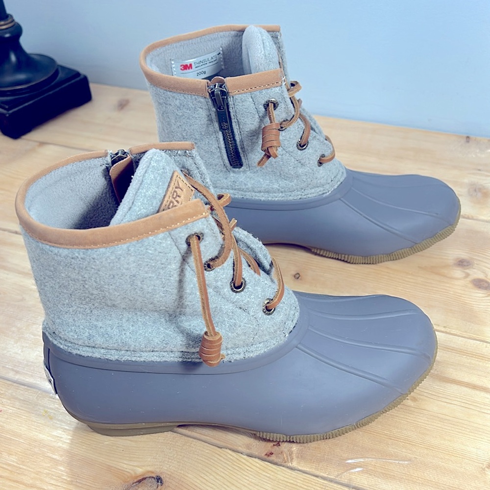 Sperry Gray Saltwater Wool Duck Boots Women’s 5.5 - Picture 3 of 14
